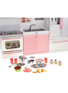PowerTRC PowerTRC Doll Kitchen Play Set, Mini Modern Toy Pink Kitchen Pretend Play Furnitures Toy Set Accessories Set with Realistic Light & Sound for Kids Toddlers Girls (3-in-1)  - Image 2