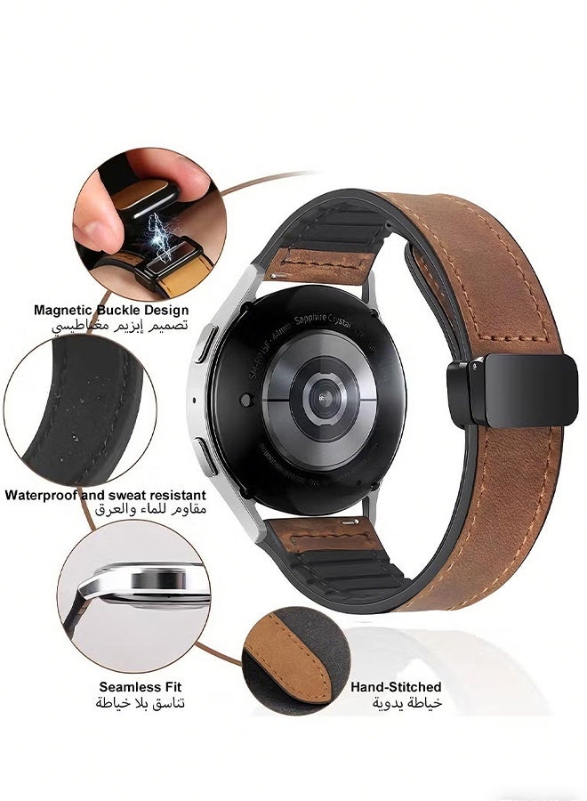 Happy D 22mm Leather Watch Strap with Magnetic Buckle Design, Compatible with Huawei GT3/4 46mm, GT3 Pro, Huawei Watch 3, GT2e, GT2 Pro, GT2 42/46mm, Samsung Galaxy Watch 3 45mm/Gear S3 - Image 3