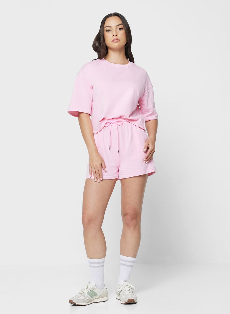 Ginger Basics Cotton Blend Oversize T-shirt & Sweatshort Set - Image 5