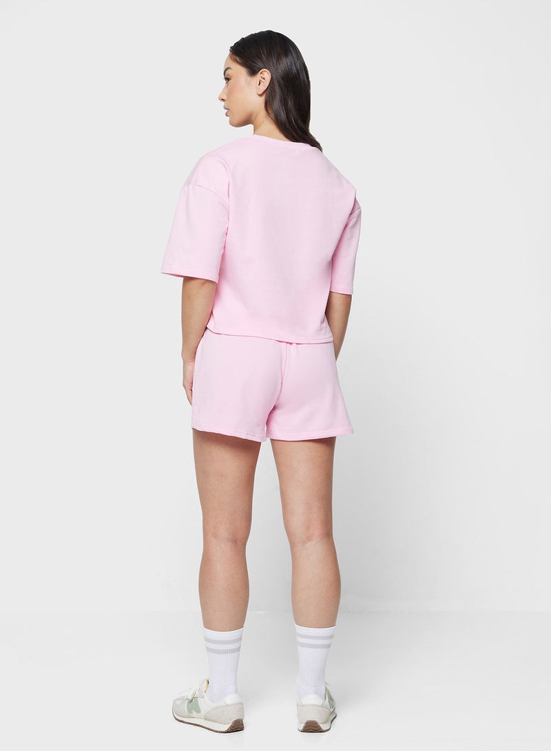 Ginger Basics Cotton Blend Oversize T-shirt & Sweatshort Set - Image 2