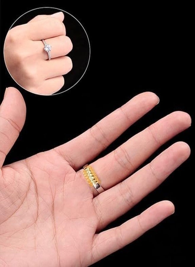 SNEHIDA Ring Size Adjuster for Loose Rings | Transparent Spiral Silicone Ring Sizer Resizer Set of 4 pcs | Invisible Ring Tightener Reducer Guard Fit for Women & Men Engagement Wedding Rings (Ring Sizers Gold) - Image 2