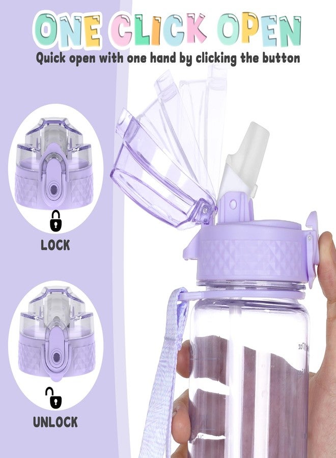 OLDLEY 17oz Kids Water Bottle for school Girls Boys, Motivational Water Bottles With Silicone Straw, Leak-Proof Tritan BPA-Free, Reusable water bottles for kids, Amethyst - Image 5