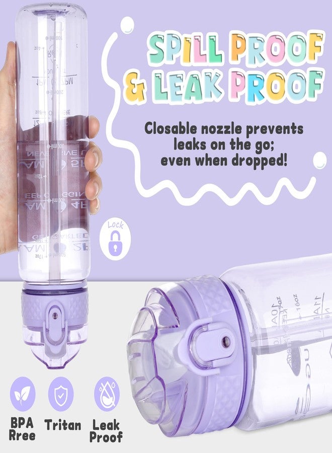 OLDLEY 17oz Kids Water Bottle for school Girls Boys, Motivational Water Bottles With Silicone Straw, Leak-Proof Tritan BPA-Free, Reusable water bottles for kids, Amethyst - Image 3