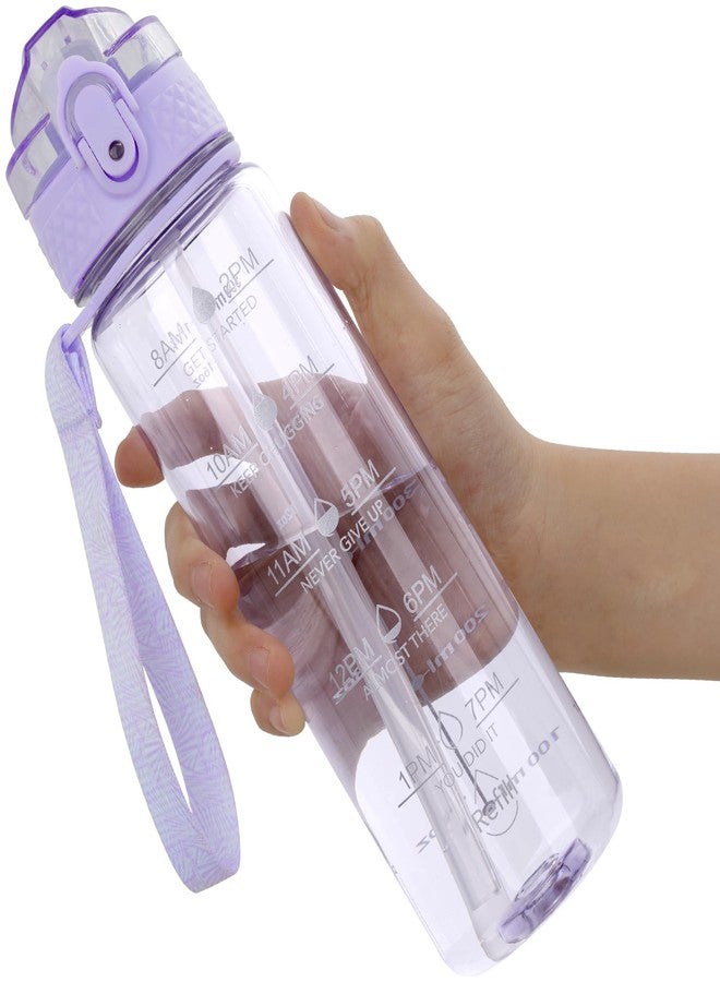 OLDLEY 17oz Kids Water Bottle for school Girls Boys, Motivational Water Bottles With Silicone Straw, Leak-Proof Tritan BPA-Free, Reusable water bottles for kids, Amethyst - Image 1