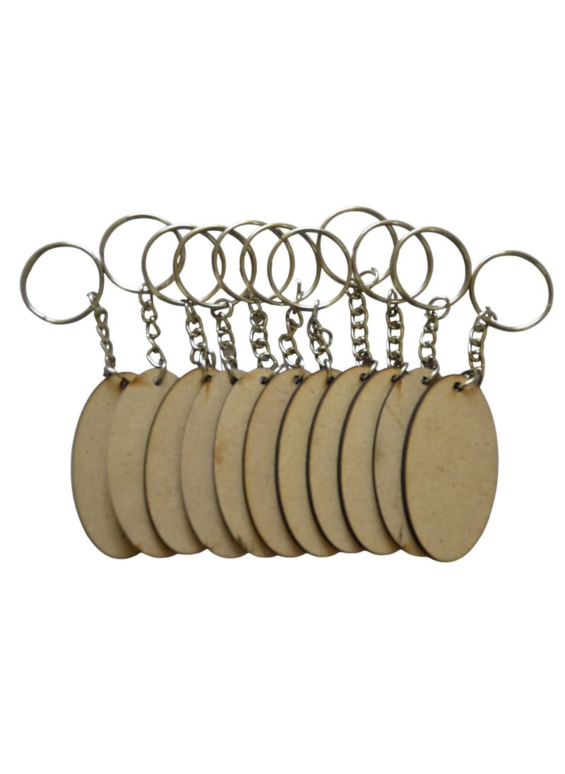 Maitri Maitri 40 Pcs Oval Shape Key Chains with Ring 50 x 50 mm Mandala Art MDF Board Suitable for Decoupage MDF Art and Craft It is Suitable for All Type of Craft and Painting Activities  - Image 1