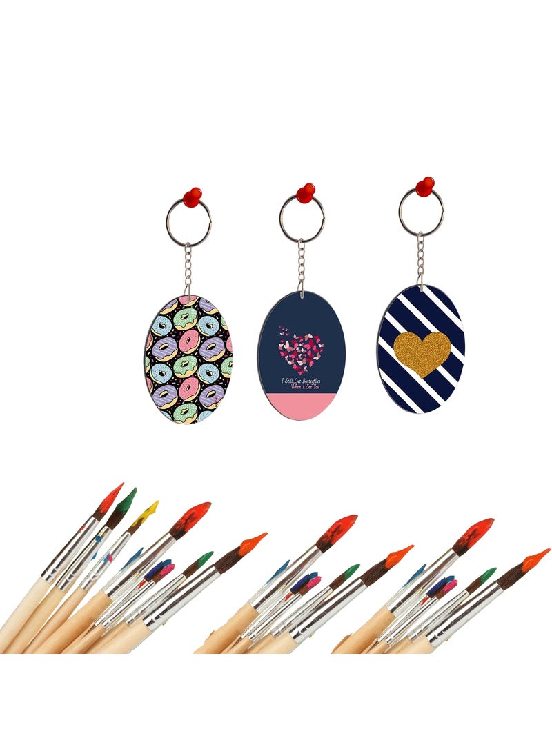 Maitri Maitri 40 Pcs Oval Shape Key Chains with Ring 50 x 50 mm Mandala Art MDF Board Suitable for Decoupage MDF Art and Craft It is Suitable for All Type of Craft and Painting Activities  - Image 3