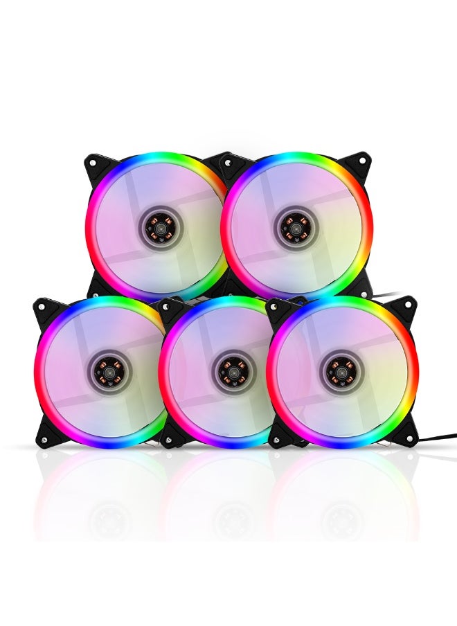 ماركة غير محددة مبرد كمبيوتر 12 سم مروحة تبريد هادئة مع أضواء RGB غير قابلة للتعديل بألوان متعددة  - Image 1