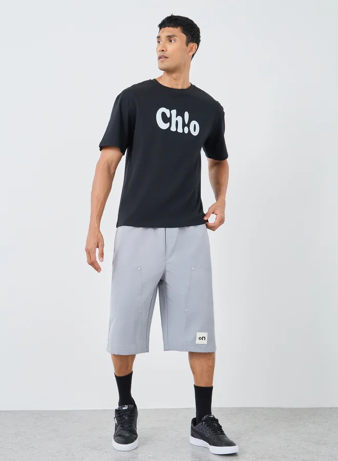 Styli Styli Slogan Print Crew Neck Oversized T-Shirt