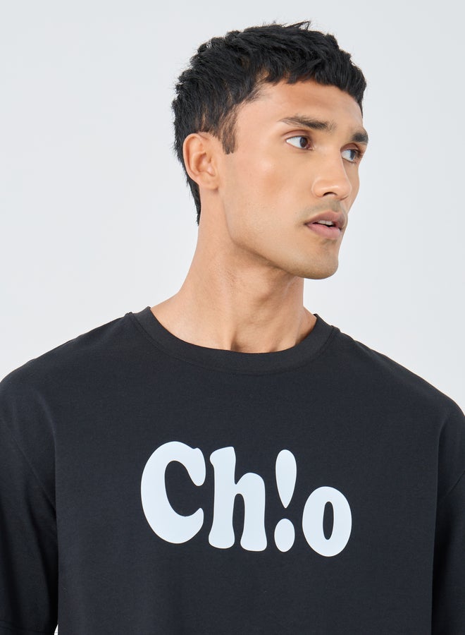 Styli Slogan Print Crew Neck Oversized T-Shirt - Image 3