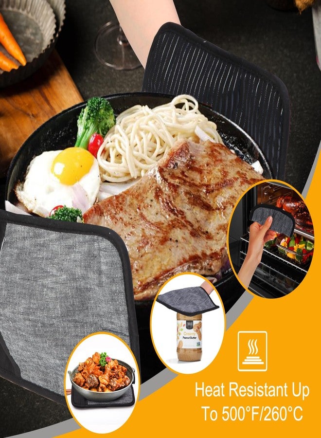 TIPTAP 4PCS TIPTAP Oven Mitts, Kitchen Oven Mitts Set, Non Slip Cotton Oven Mitt and Pot Holders,Heat Resistant, Machine Washable,2 Long Mit and 2 Pot Holder(Black) - Image 3