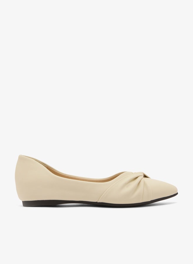 ELLA Twisted Bow Detail Pointed Toe Ballet Flats - Image 1
