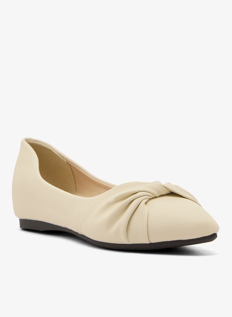 ELLA Twisted Bow Detail Pointed Toe Ballet Flats - Image 2