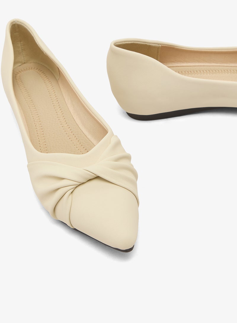 ELLA Twisted Bow Detail Pointed Toe Ballet Flats - Image 4