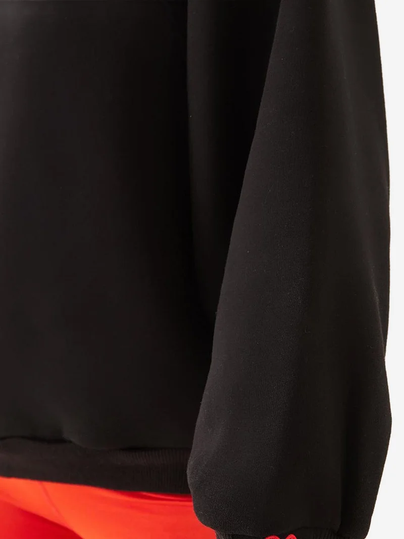 Bianco Lucci Black LUCCI Embroidered Crew Neck Long Sleeve Sweatshirt for Women | Best Price UAE