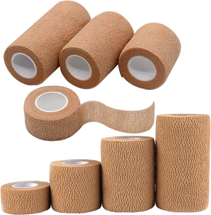 HerMia Cohesive Medical Tape Self Adhesive Bandages Variety Pack Breathable Waterproof Elastic Athletic NonWoven Bandage 8 Rolls Sports Wrap Tape for Wrist and Ankle - Image 1