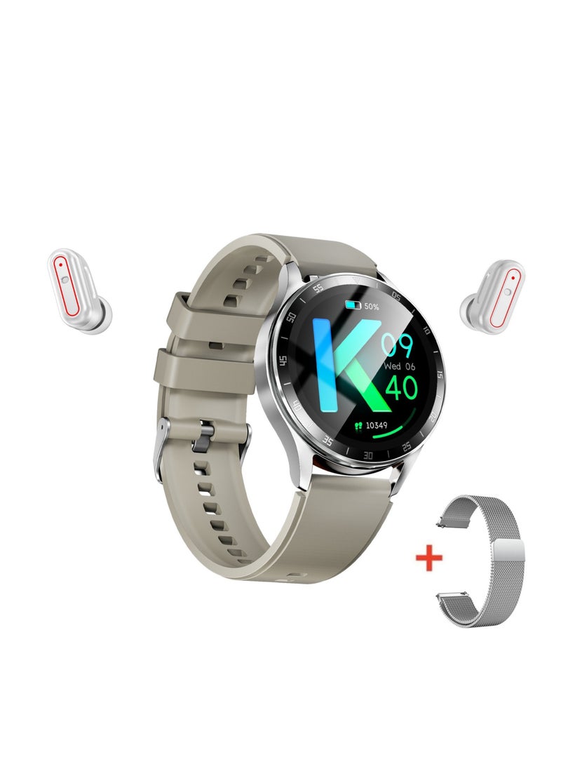 AROAQ - X10 Smartwatch with Built-In Headphones for Men 2 in 1 Bluetooth Call Heart Rate and Blood Pressure Monitoring Sports Fitness Watch - Image 1