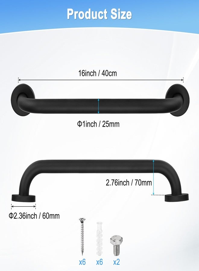 M METERXITY 1-Pack 16 Inch Anti Slip Grab Bars for Bathtubs and Showers, Stainless Steel Safety Shower Handle for Toilet/Seniors/Elderly Assist Bath Handle, Grab Bar for Bathroom [Black] - Image 4