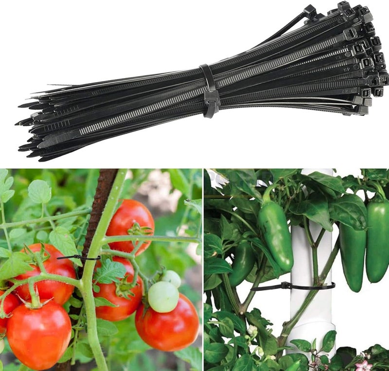 VTECHOLOGY 100Pcs 8 Inch Heavy Duty Industrial Zip Toes 40lbs Tensile Strength Releasable Black Tie Wraps Reusable Zip Toes Tie Straps For Garden Plant Secure Vine, Home Office - Image 3