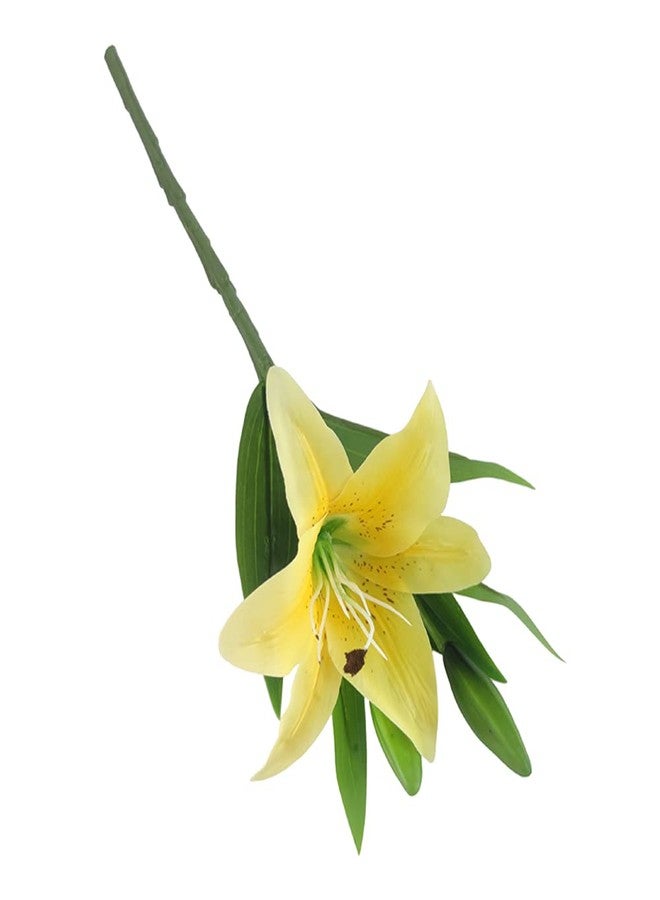 AntranStore 7 Pcs Artificial Lily Flowers Artificial Lilies Flowers for Home Wedding Bouquets Home Hotel Party Decor Graves Arrangement (Yellow) - Image 2