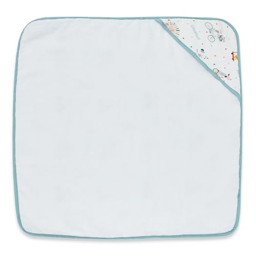 haus & kinder Terry Muslin Hooded Towel for Newborns (0–12 Months) – 80x80 cm, Blue, Jungle Party Design 1 Piece - Image 5