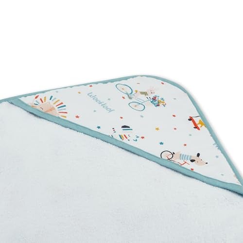 haus & kinder Terry Muslin Hooded Towel for Newborns (0–12 Months) – 80x80 cm, Blue, Jungle Party Design 1 Piece - Image 3