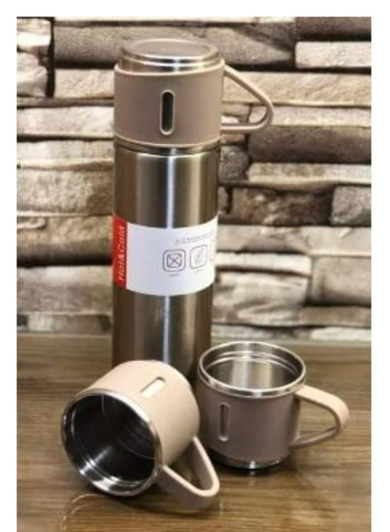 كوب ترمس سعة 500 مل مع 3 أكواب، زجاجة حرارية، ترمس شاي وقهوة معزول بالفراغ من الفولاذ المقاوم للصدأ 304 كوب سفر للمشروبات الساخنة والباردة، مثالي للأطفال والرضع. تصميم مانع للتسرب وهدية رائعة للخارجية والمكتب والمنزل والرياضة - كوب قهوة نسكافيه كابتشينو شاي - كوب مقعد السيارة - كوب قهوة - معزول بجدار مزدوج من الفولاذ المقاوم للصدأ - كوب حراري مزدوج الجدار من الفولاذ المقاوم للصدأ معزول بالفراغ للشاي والقهوة والسفر - طقم ترمس مع 3 أكواب - زجاجة ماء معزولة بالفراغ من الفولاذ المقاوم للصدأ - طقم قارورة معزولة مع 3 أكواب - Image 4