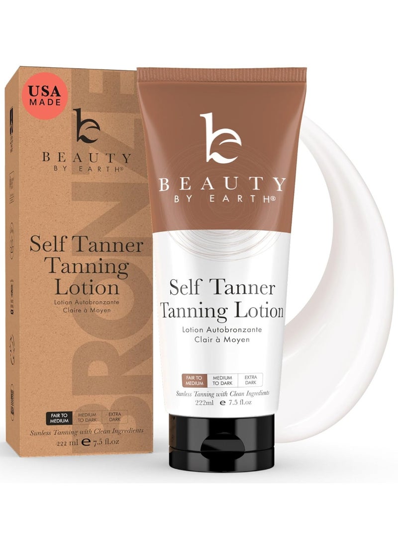 Beauty by Earth Tanning Lotion Self Tanner - USA Made with Natural and Organic Ingredients Non Toxic Sunless Browning Lotion, Best Gradual Tanner for Men and Women, Streak-Free Fake Tan, Fair to Medium - Image 3
