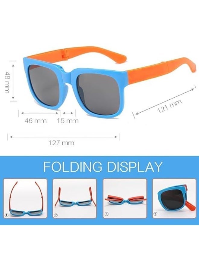 4 حزمة نظارات شمسية للأطفال ، نظارات شمسية مستقطبة قابلة للطي للأولاد والبنات عمر 6-8 ، حماية UV400 TPEE نظارات مرنة للطفل الصغير للرياضات في الهواء الطلق شاطئ السفر - Image 3