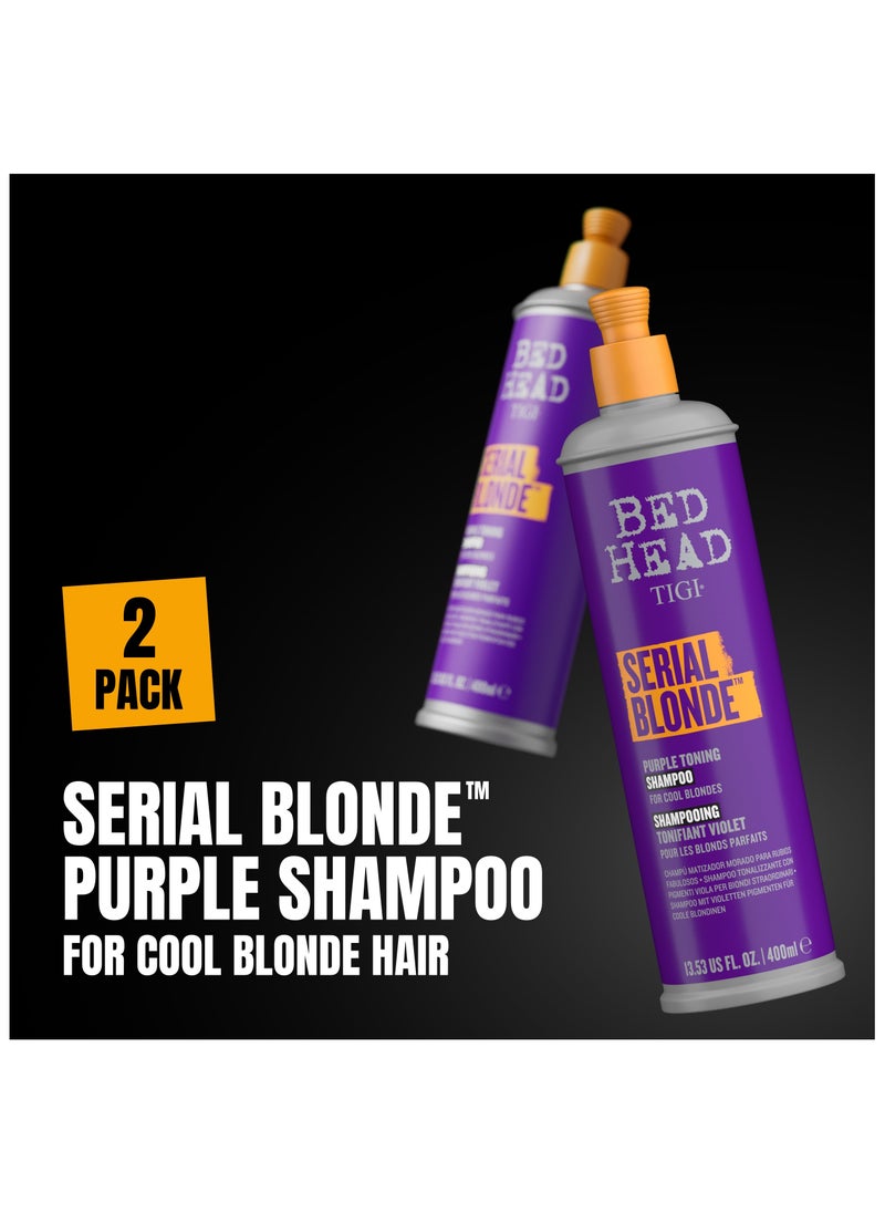 Bed Head Tigi Purple Toning Shampoo for Chemically Treated Hair - Serial Blonde Sulfate-Free Shampoo, 400 ml, 2 Pack  - Image 2