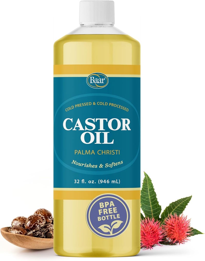 Baar Cold-Pressed Hexane-Free Castor Oil - 32 oz (946 ml) - Nourishing and Soothing Oil for Skin and Hair - Image 1