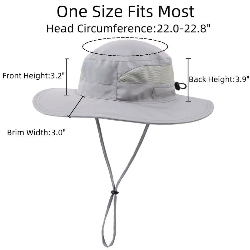 Connectyle Womens Outdoor Mesh Boonie Sun Hat Summer Wide Brim UV Protection Fishing Hat Safari Cap Dark Grey - Image 2
