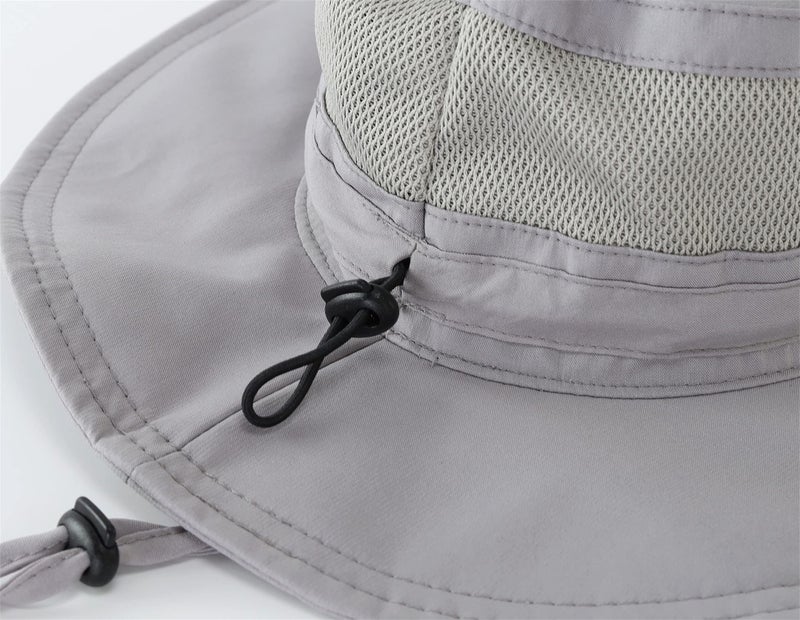 Connectyle Womens Outdoor Mesh Boonie Sun Hat Summer Wide Brim UV Protection Fishing Hat Safari Cap Dark Grey - Image 5