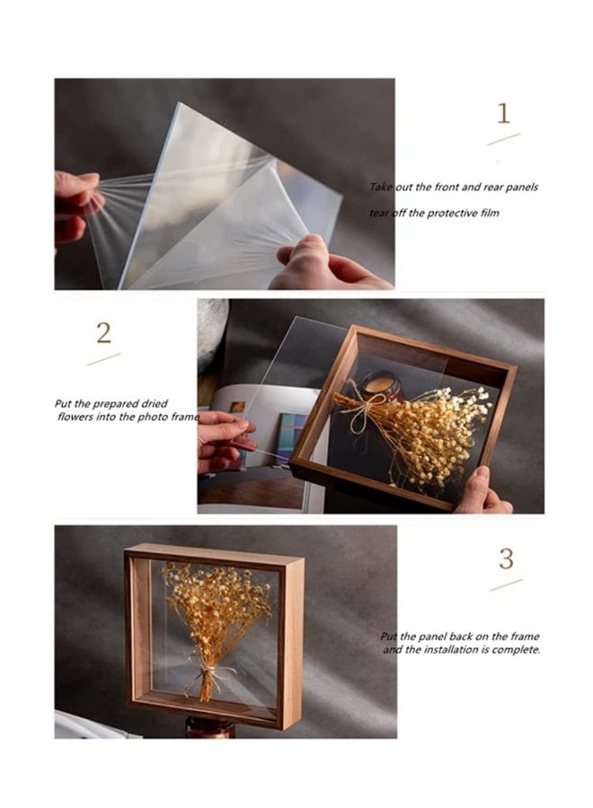 3D Picture Frame  for Filling 8x12‘’ Wooden Dried Flower Photo Frame Dried Flower Display Stand Shadow Box Frame Display Cases for Baby Wedding Favours Photos Dried Flowers Tickets Walnut color - Image 4