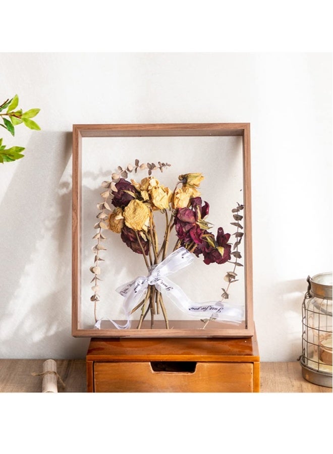 3D Picture Frame  for Filling 8x12‘’ Wooden Dried Flower Photo Frame Dried Flower Display Stand Shadow Box Frame Display Cases for Baby Wedding Favours Photos Dried Flowers Tickets Walnut color - Image 2