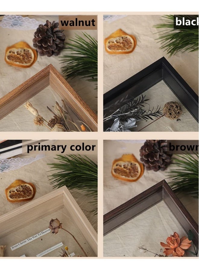 3D Picture Frame  for Filling 8x12‘’ Wooden Dried Flower Photo Frame Dried Flower Display Stand Shadow Box Frame Display Cases for Baby Wedding Favours Photos Dried Flowers Tickets Walnut color - Image 5