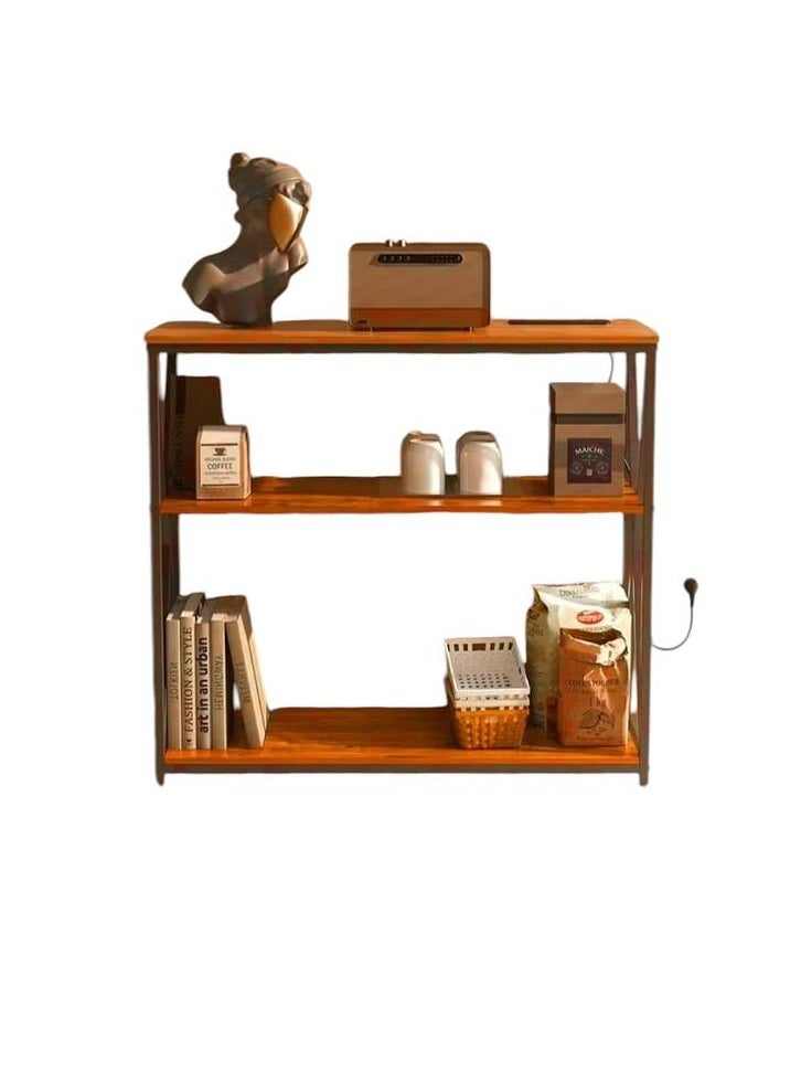 3-Tier Console Table with Charging Base with Storage Shelf and Power Outlet-EI-402