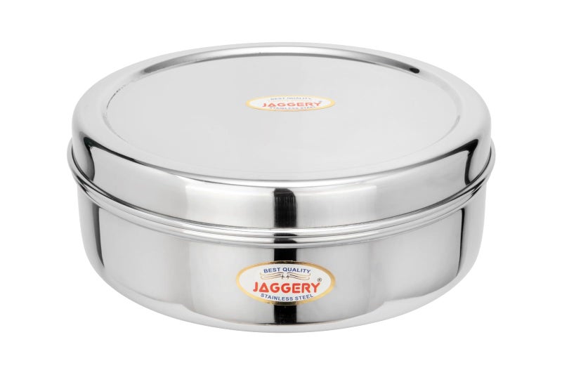 JAGGERY® Stainless Steel Container 3 Pcs Set, Puri Dabba Round Shape -Capacity-800ml,1000ml,1300ml, (Dia-17cm,18.5cm,20cm) useful to Keep Roti,Chapati and parantha - Image 2