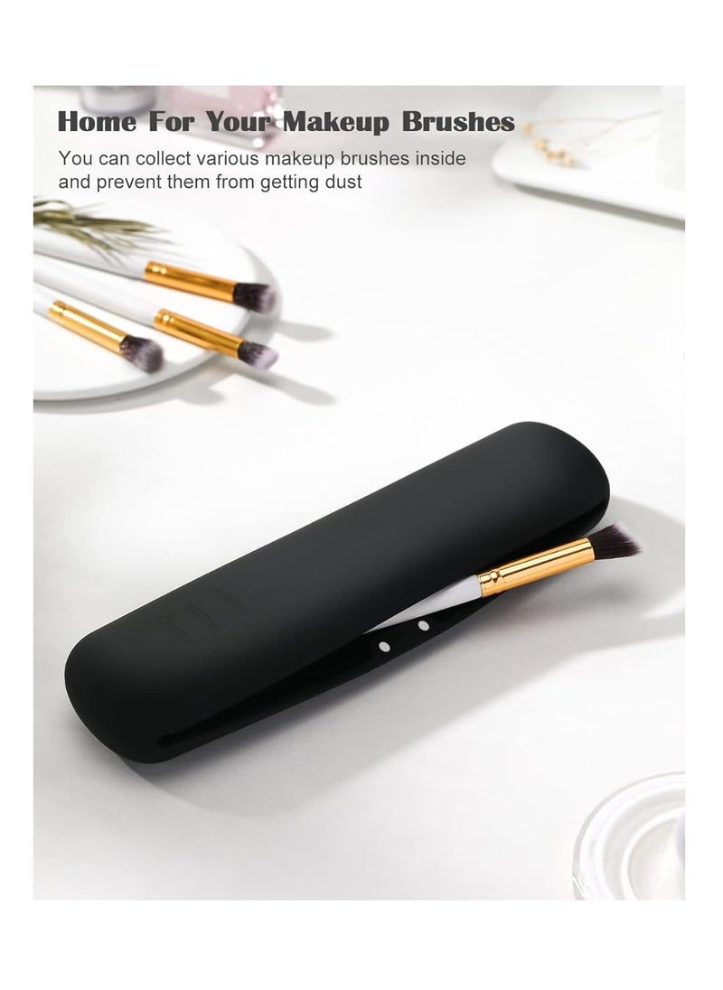 INOVERA (LABEL) Silicone Makeup Brush Holder - Cosmetic Face Brushes Pouch - Magnetic Anti-Fall Out Makeup Organizer for Travel Black 6 cm Width  - Image 4