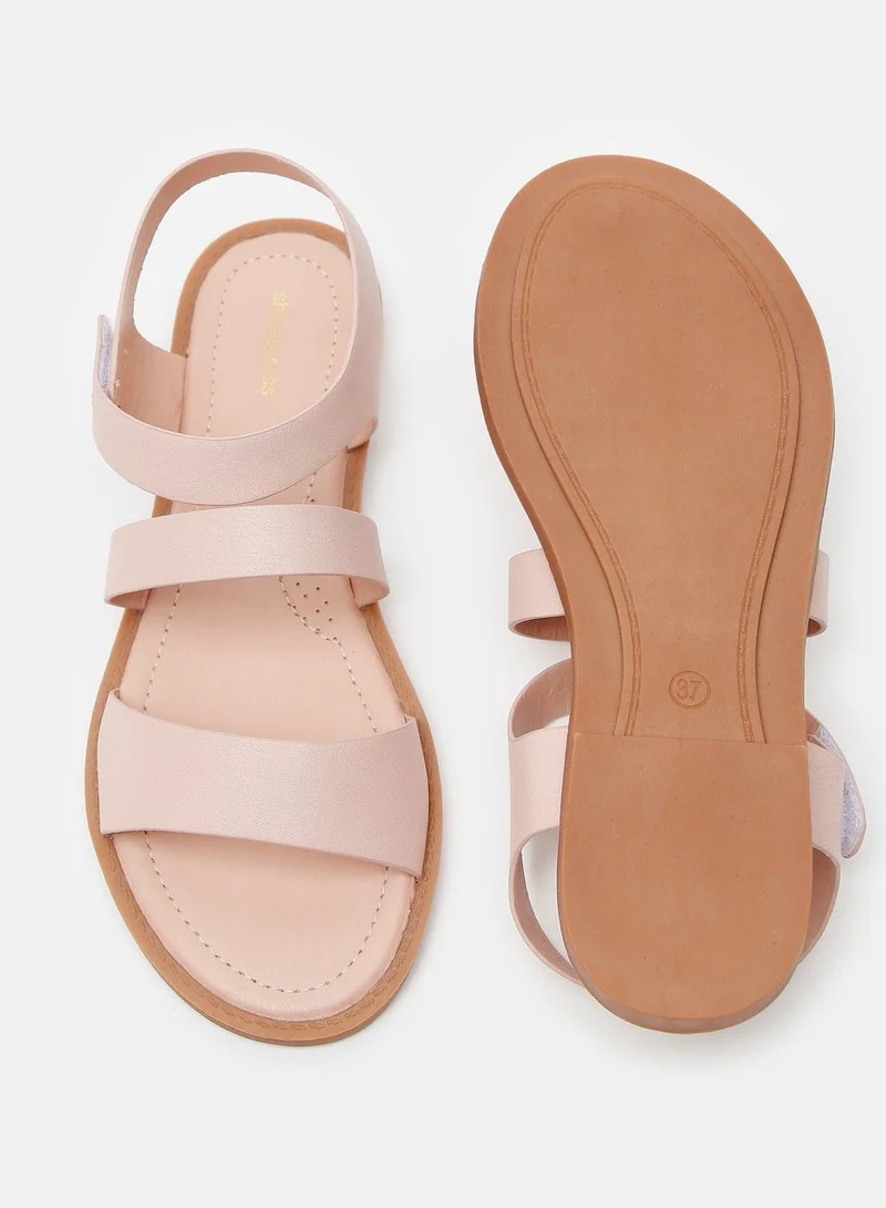 shoexpress Solid Sandals With Hook And Loop Closure