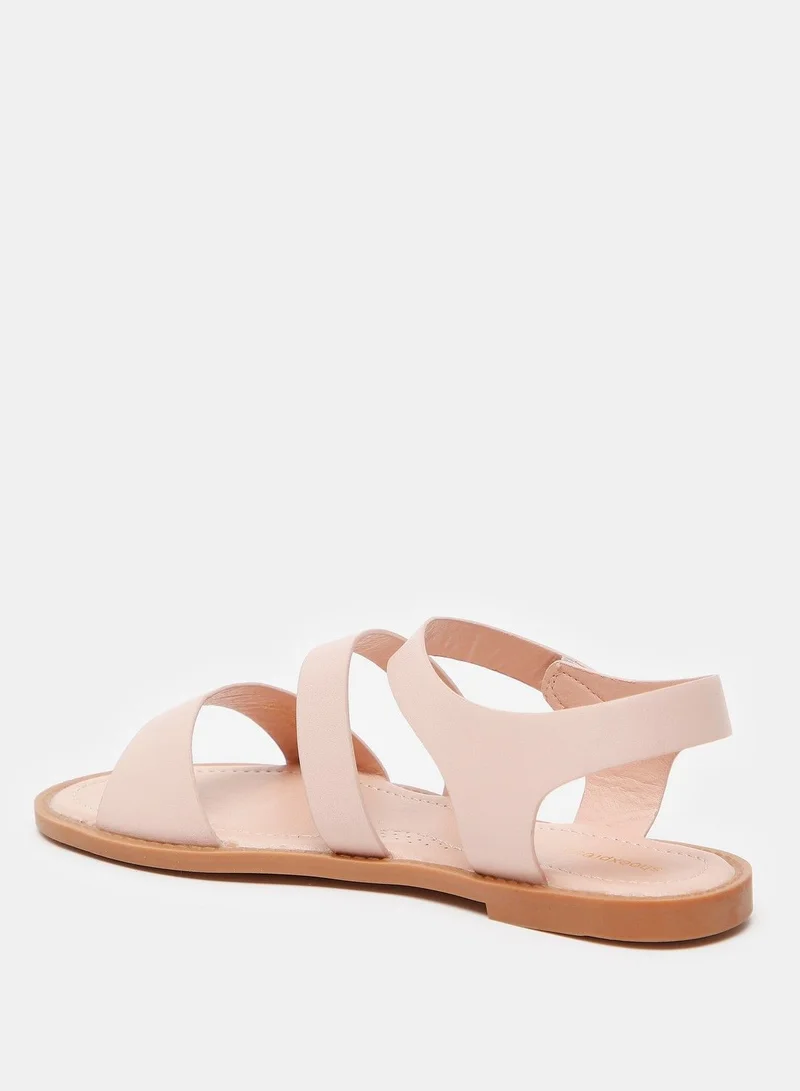 shoexpress Solid Sandals With Hook And Loop Closure