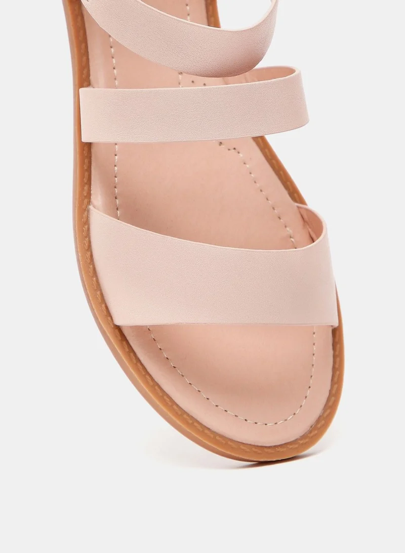shoexpress Solid Sandals With Hook And Loop Closure