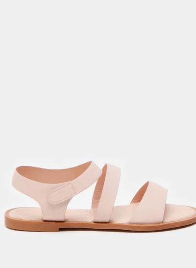 shoexpress Solid Sandals With Hook And Loop Closure