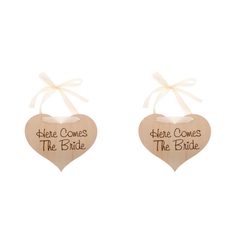 2pcs Handheld Heart-Shaped Sign For Flower Girls Engraved Love Plaque For Wedding Photos Romantic Wedding Decoration - Image 1