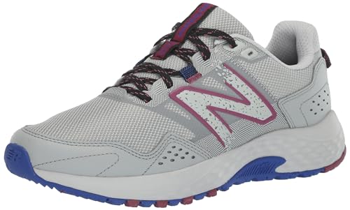 New Balance Women's 410 V8 Trail Running Shoe, Grey Matter/Marine Blue/Scorpio, 8.5 Wide - Image 1