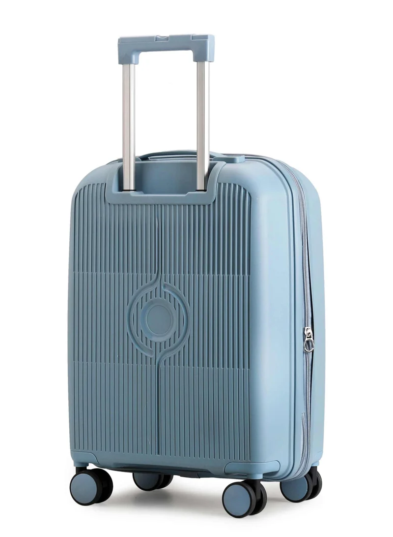 CABINPRO Unisex Expandable PP Fashion Trolley Lightweight Hard Shell Spinner luggage with 360° Degree 4 Twin Wheel and Double Zippers CP003-Grey Blue