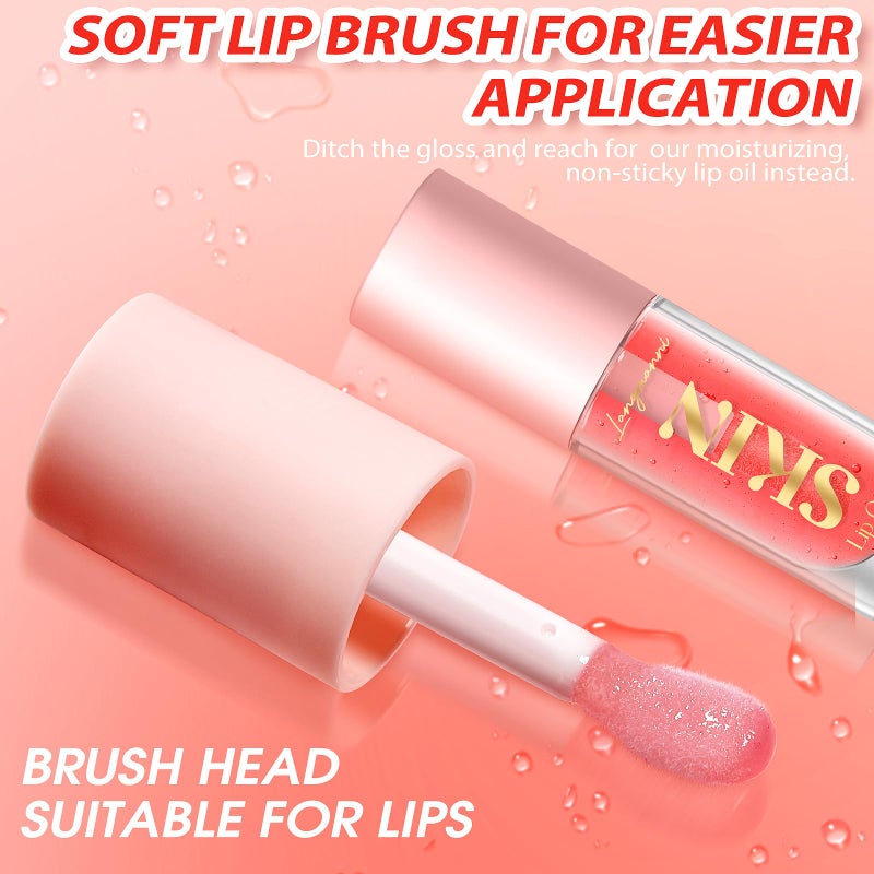 BANGFENG 2Pack Non-sticky Lip Oil, Moisturizing Glossy/Shiny Lip Gloss Oil PlumpingTint, Hydrating Lip Gloss Lip Balm, Long Lasting Nourishing Fruit Flavoure Lip Oils(Strawberry + Coconut) - Image 5