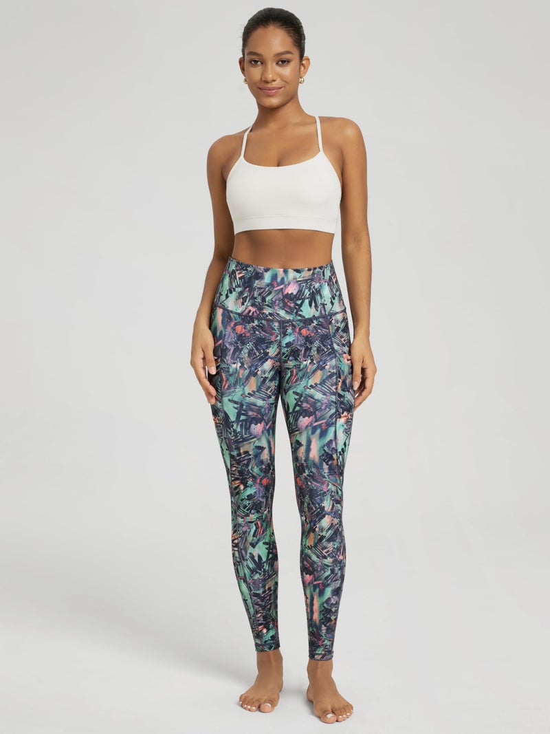 ODODOS Women's High Waisted Full Length Yoga Leggings with Pockets, 28" Inseam Tummy Control Non See Through Workout Athletic Running Yoga Pants, Scratch Marks, Large - Image 3
