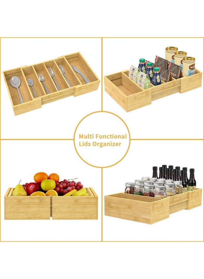 ريترو شاو منظم أغطية حاويات الطعام القابلة للتمدد من الخيزران من ريترو شاو للخزانة، منظم أغطية قابل للتعديل للأغطية البلاستيكية وأغطية التخزين، منظمات المطبخ والتخزين - Image 5