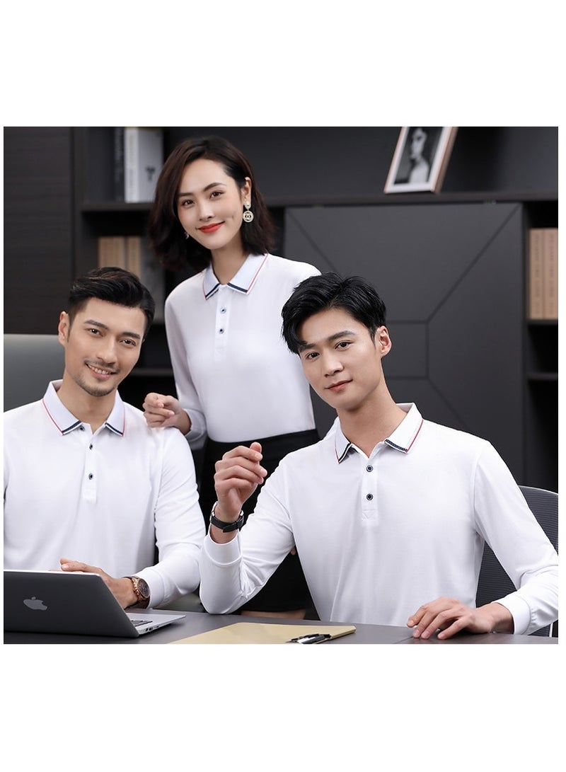 Long Sleeve  Cotton Polo Shirt Collared Work Uniform T-Shirt Corporate Workwear Breathable Men's Fashion - Image 2