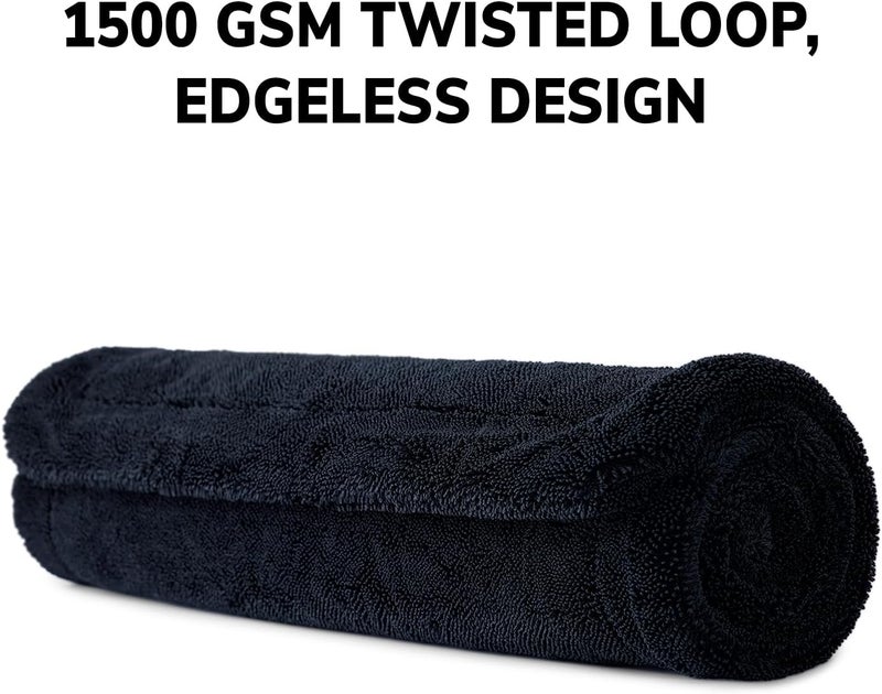 شاينيكس برو قطعة قماش من الألياف الدقيقة للسيارة - بيغ دادي 1500 GSM كبيرة (60x40 سم) من الألياف الملتوية لتنظيف السيارة - تصميم بدون حواف مع كومة ناعمة وقطعة قماش خالية من الوبر للتجفيف والتفصيل (أسود) - Image 3